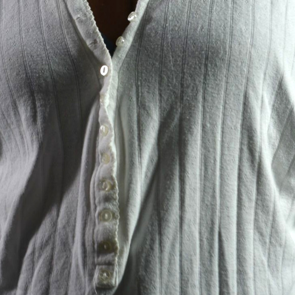 Free People Coffee Chat Pullover Top White Henley Pointelle Knit Oversize Medium - Picture 9 of 13